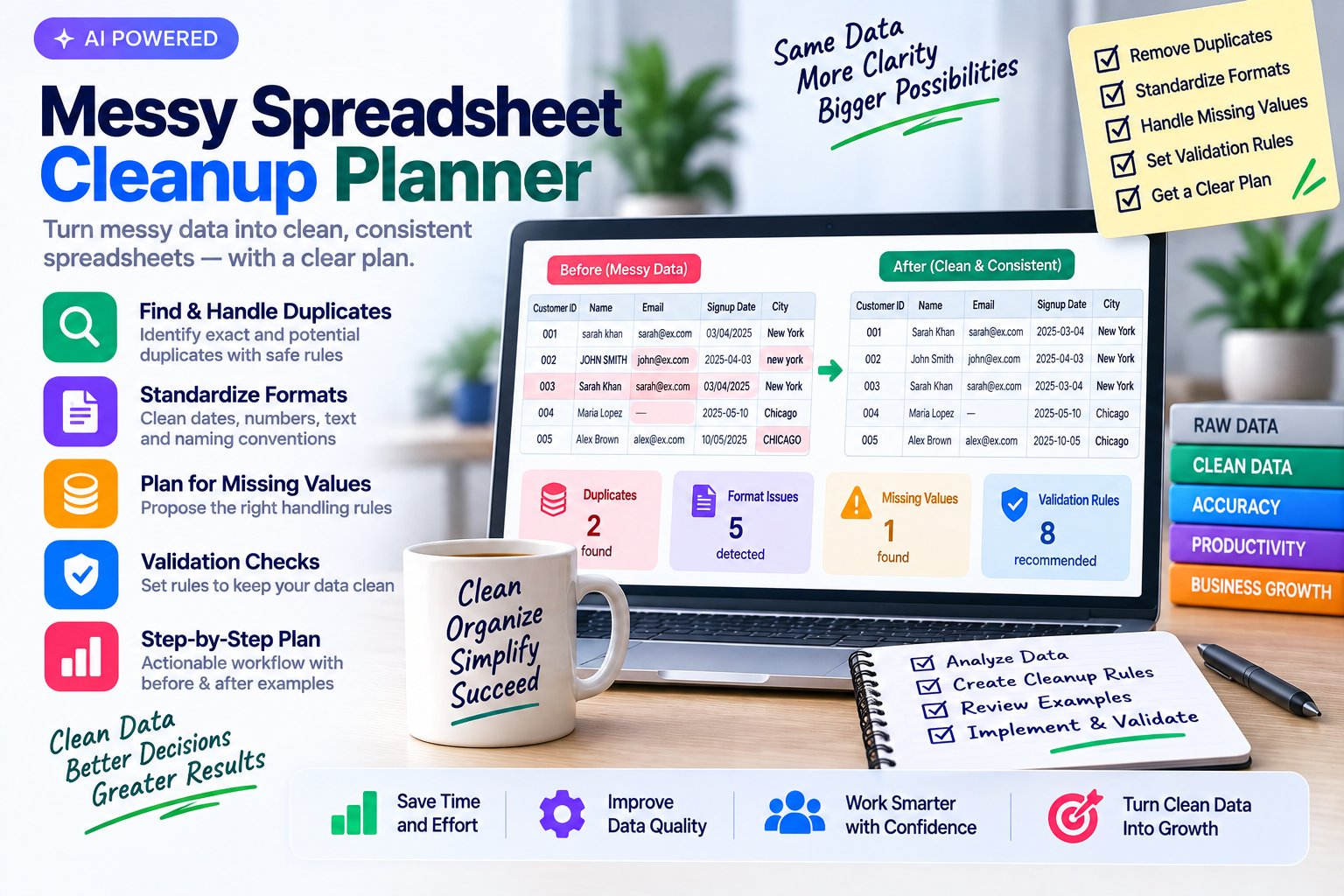 Messy Spreadsheet Cleanup Planner