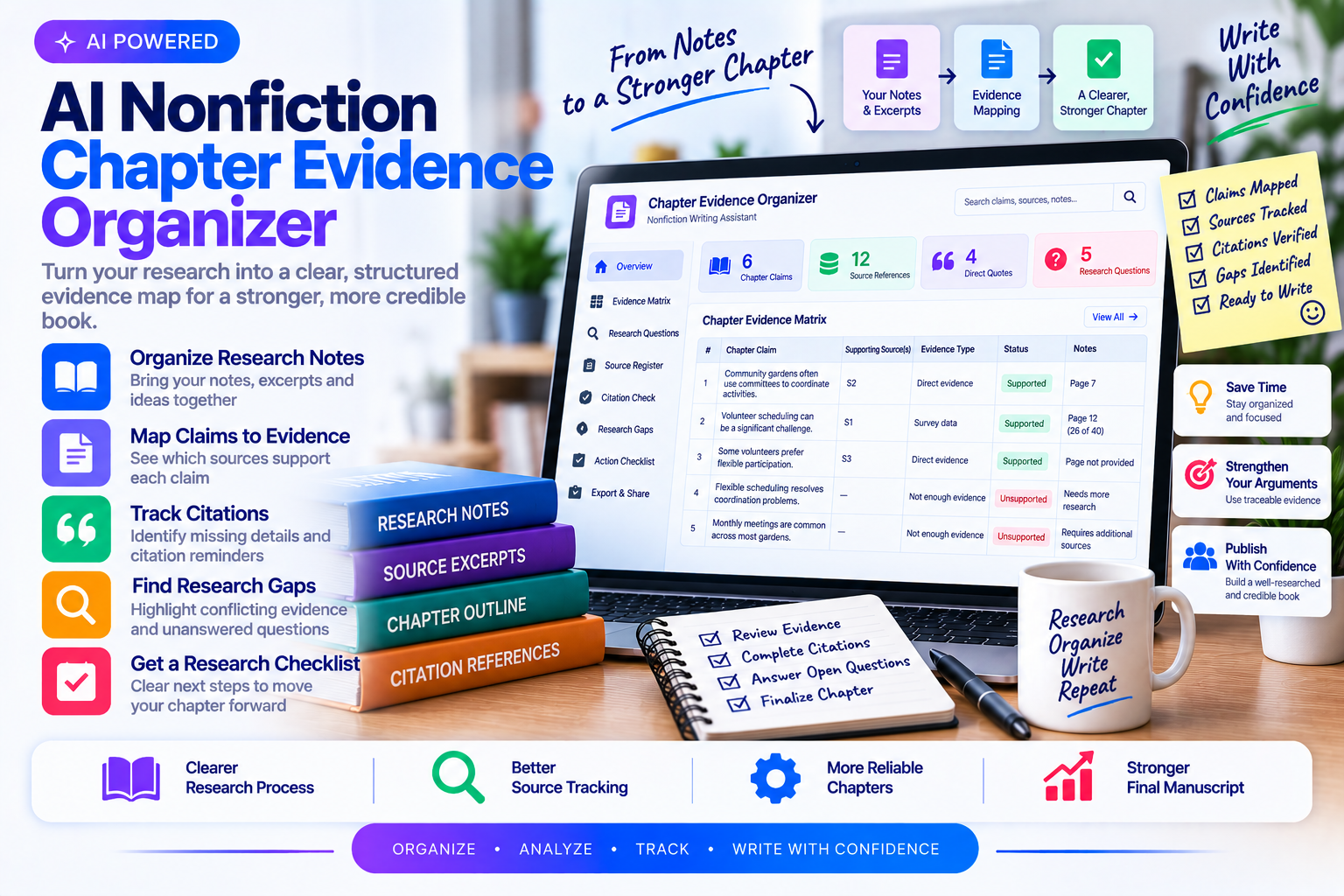 AI Nonfiction Chapter Evidence Organizer