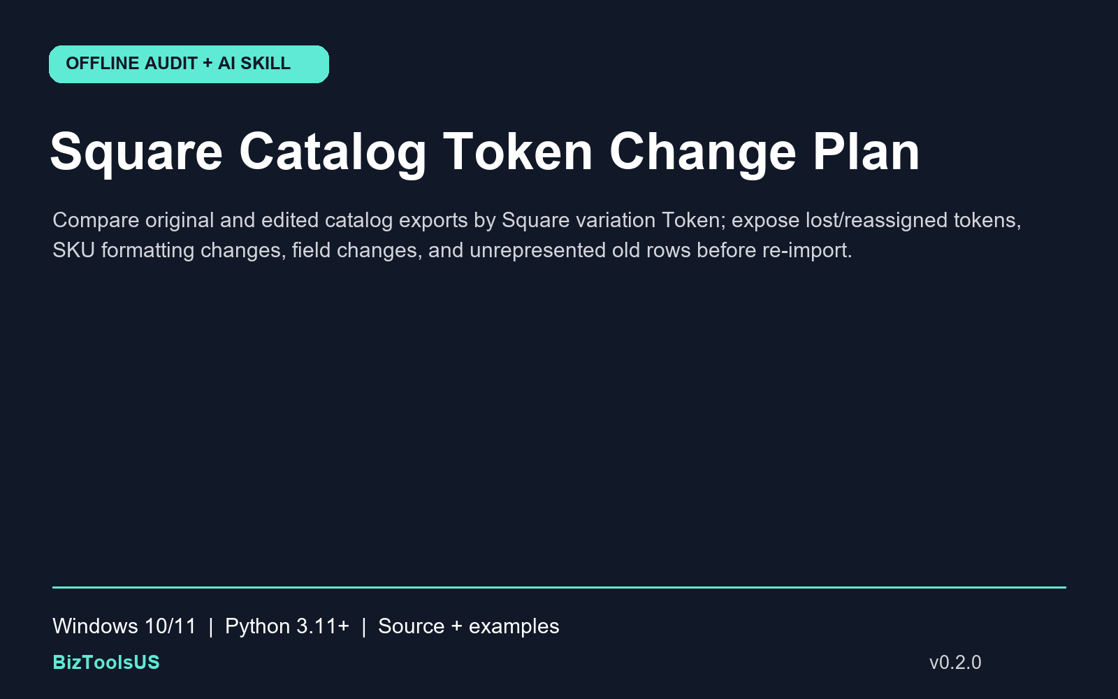 Square Catalog Token Change Plan
