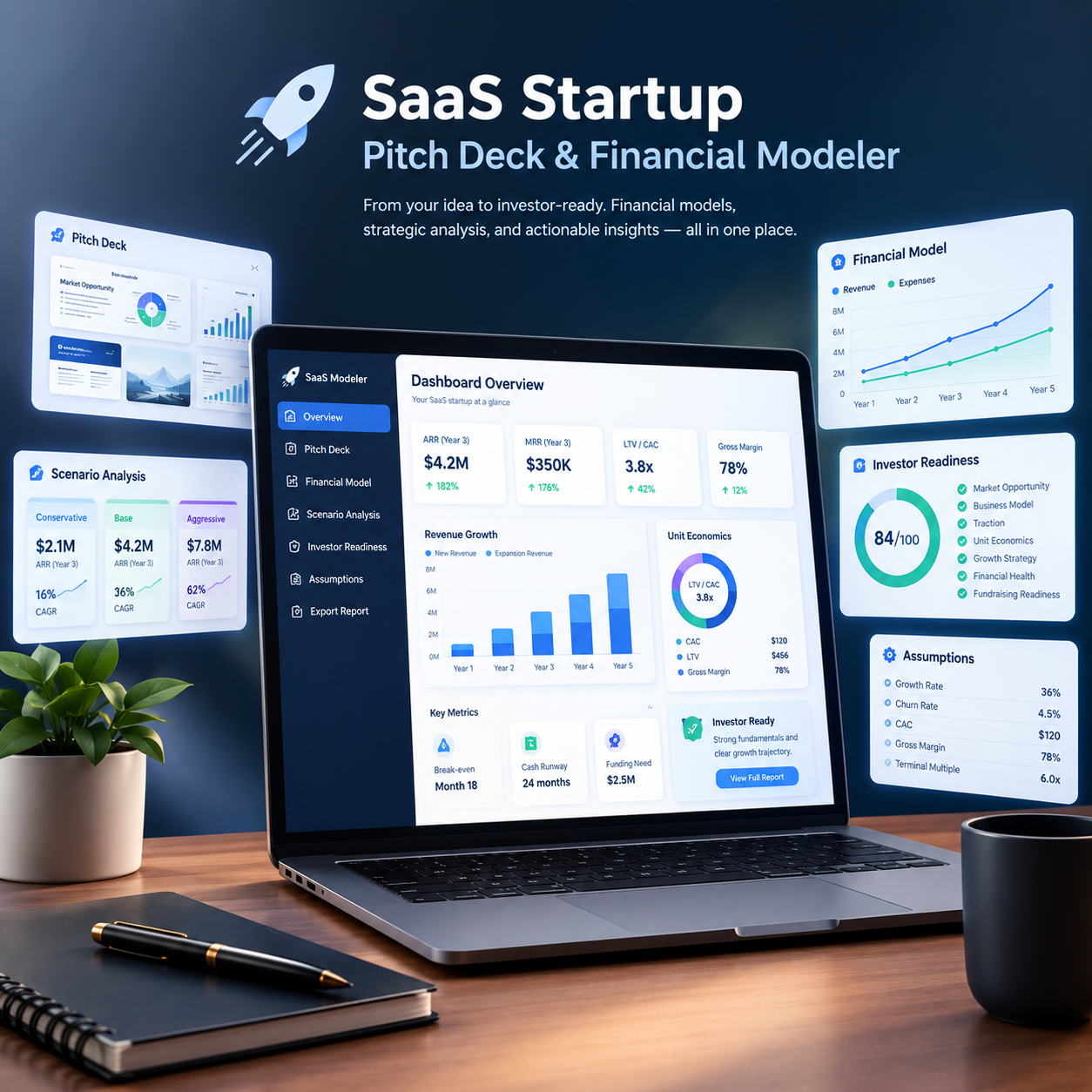 saas startup pitch deck financial modeler pro