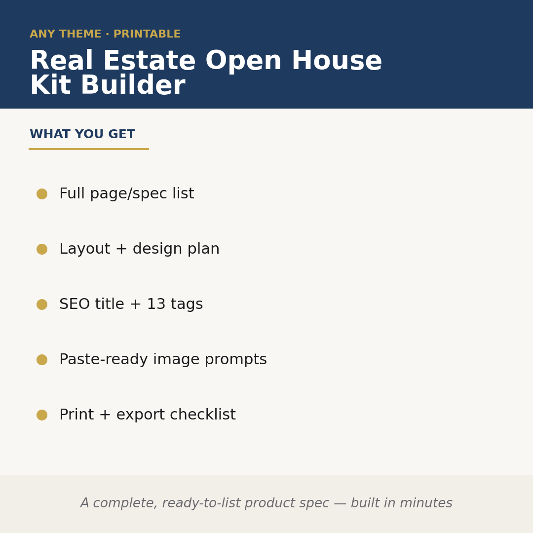 Real Estate Open House Kit Builder