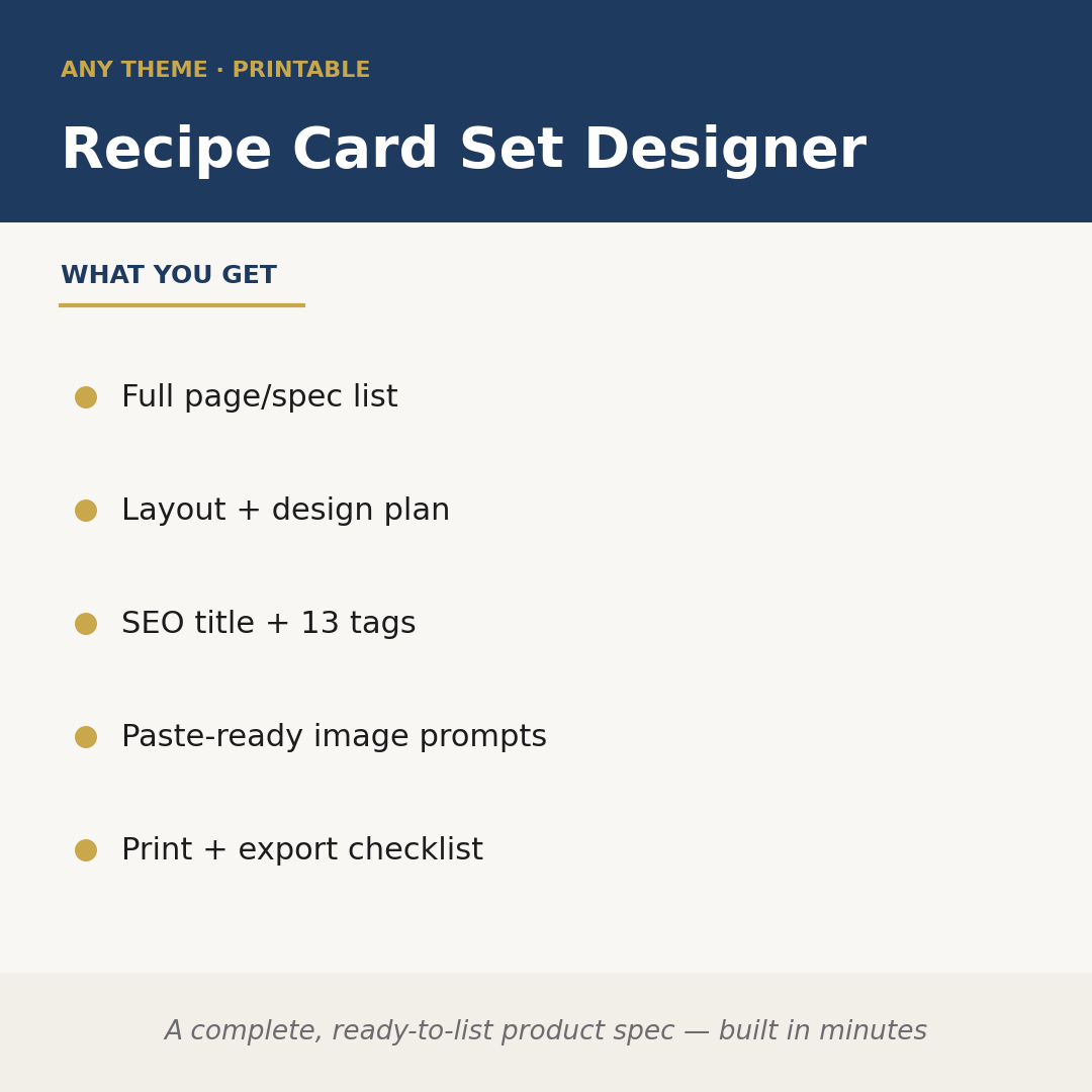 Recipe Card Set Designer