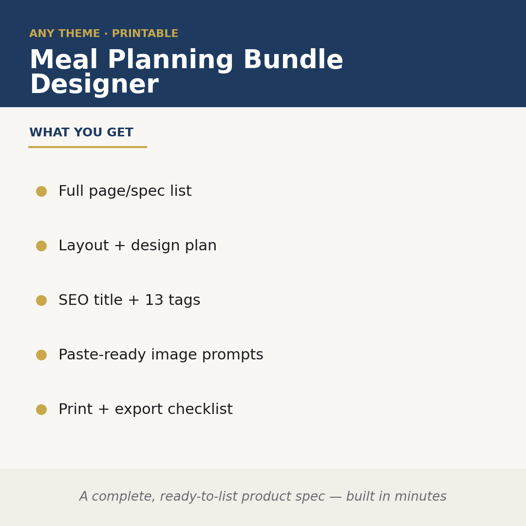 Meal Planning Bundle Designer