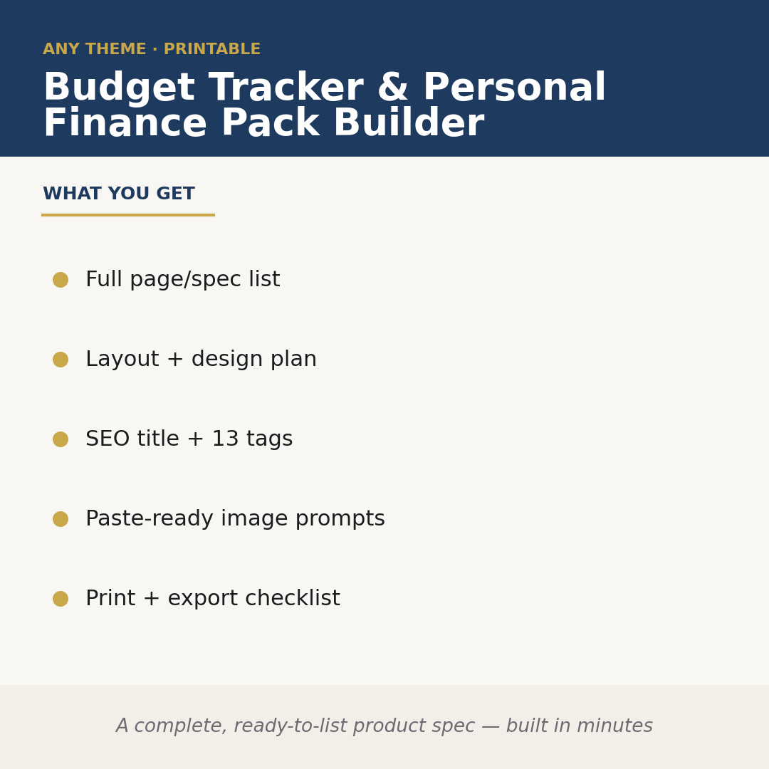 Budget Tracker Pack Builder