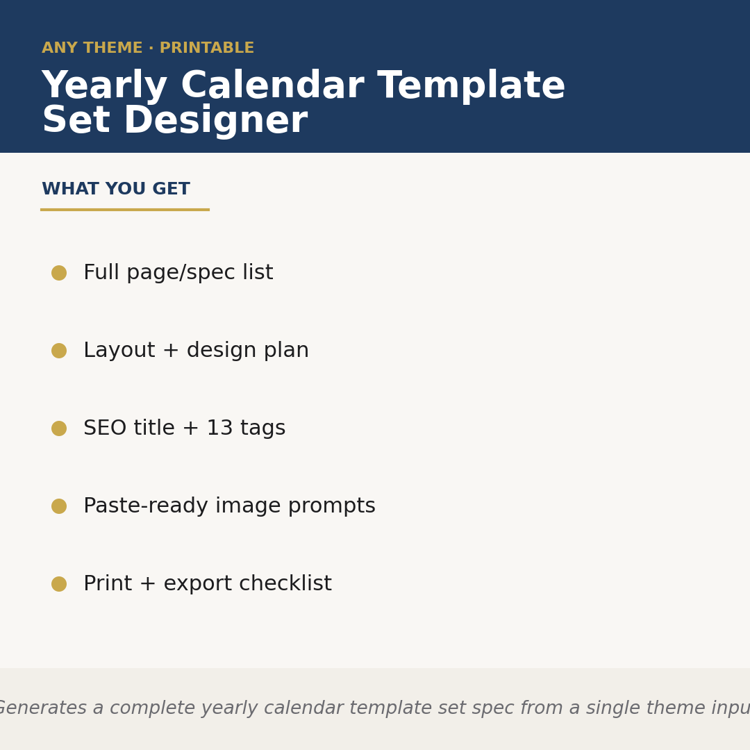 Yearly Calendar Template Set Designer