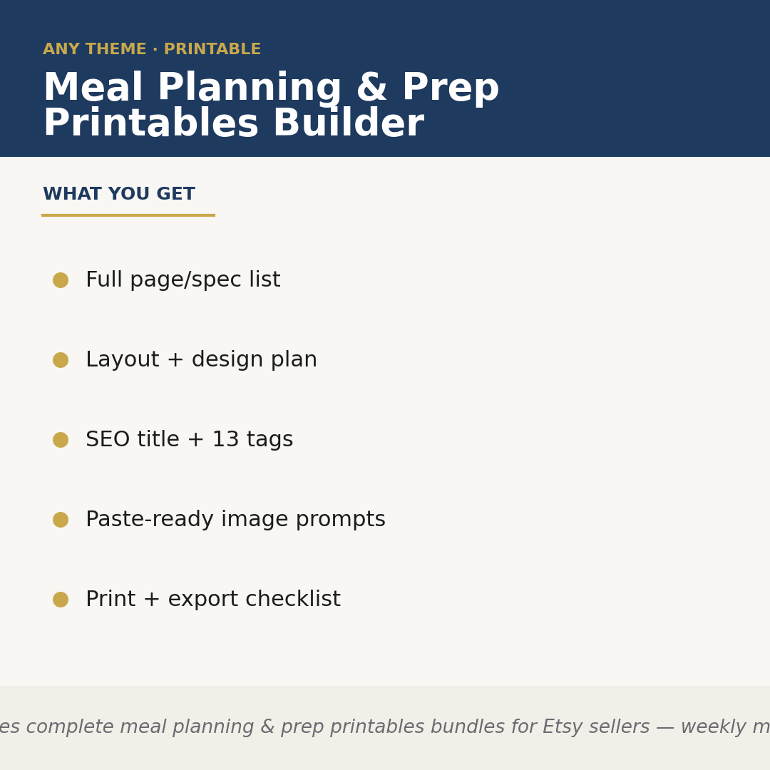 Meal Prep & Planning Templates Builder