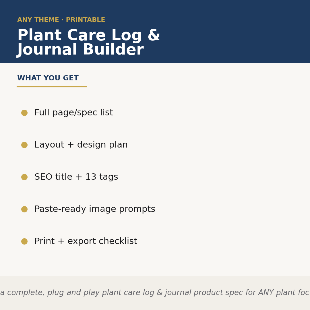 Houseplant Care Journal Designer