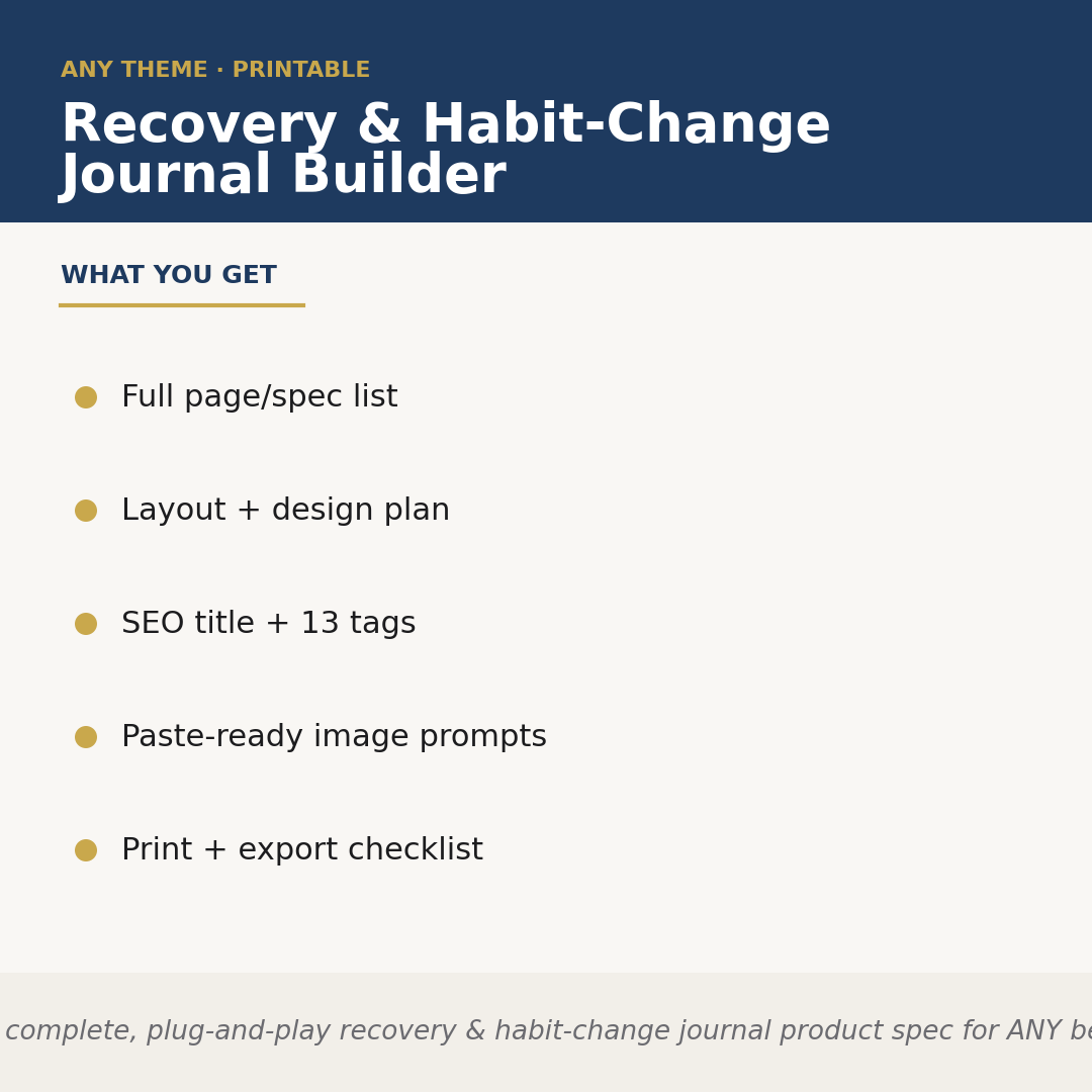 Sobriety Tracker Journal Designer