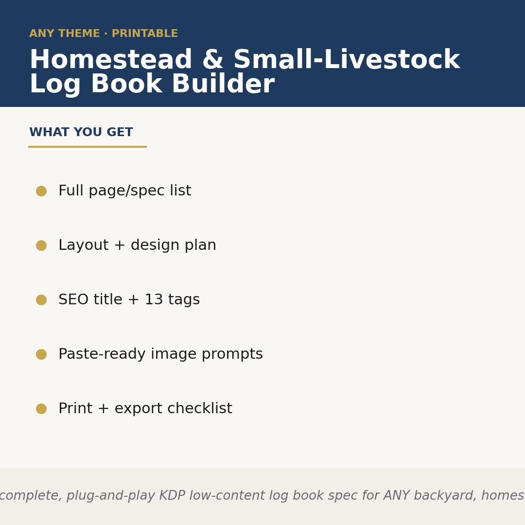 Homestead & Small-Livestock Log Book Builder