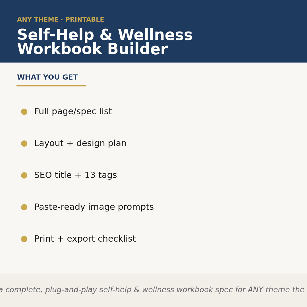 Self-Help & Wellness Workbook Builder