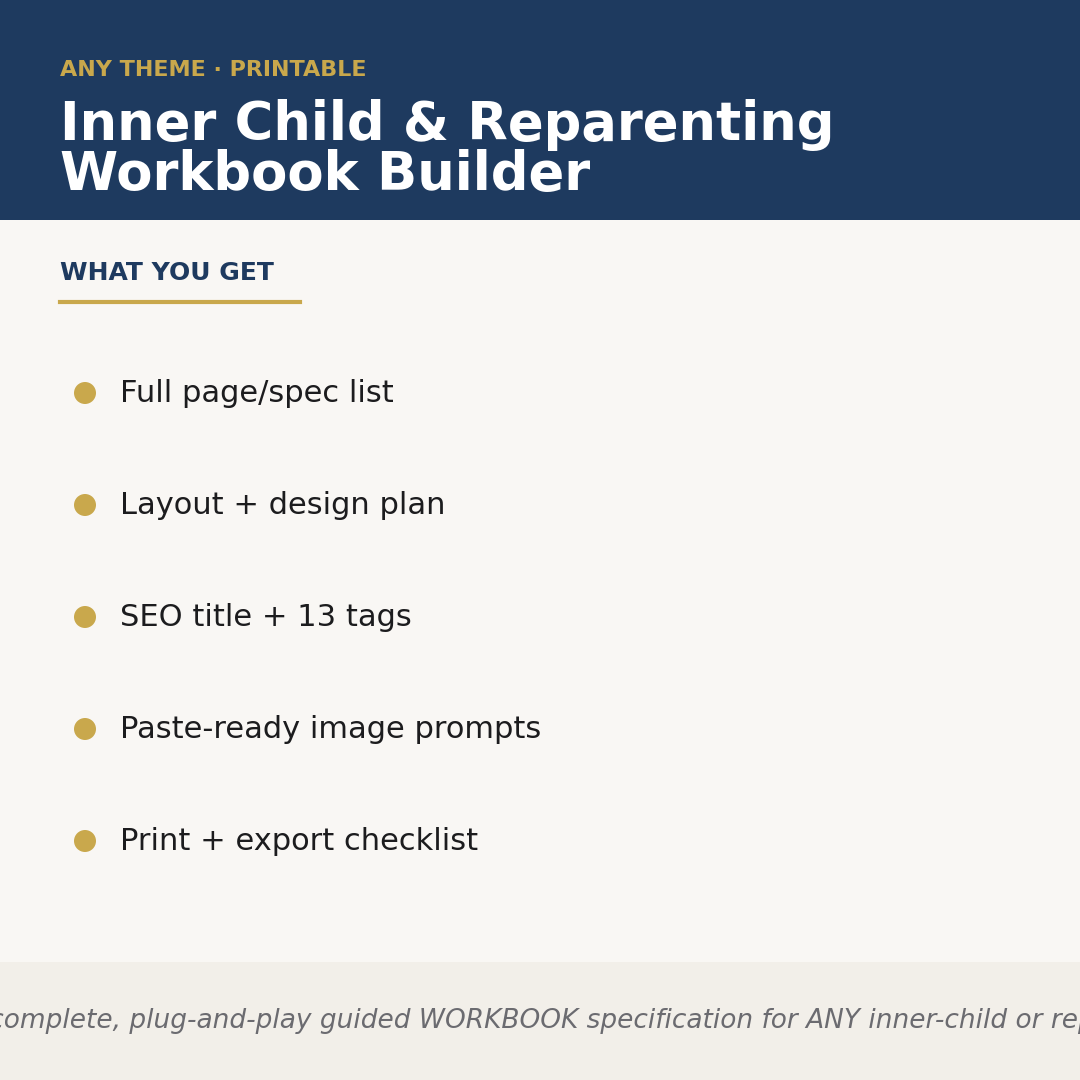Inner Child & Reparenting Workbook Builder