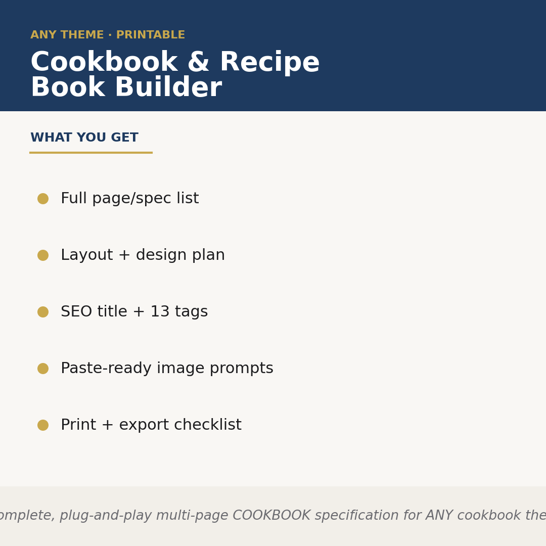 Cookbook & Recipe Book Builder