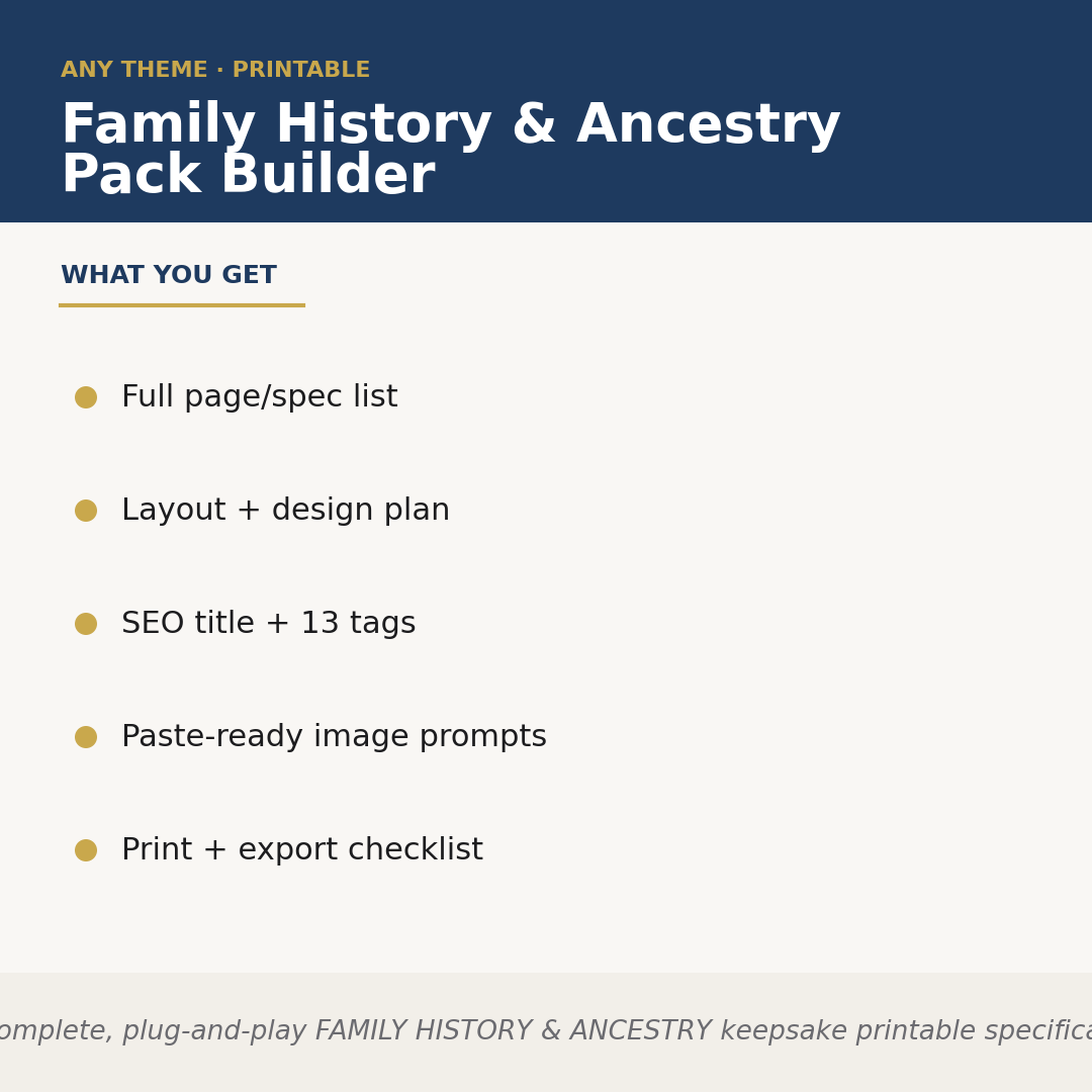 Family History & Ancestry Pack Builder