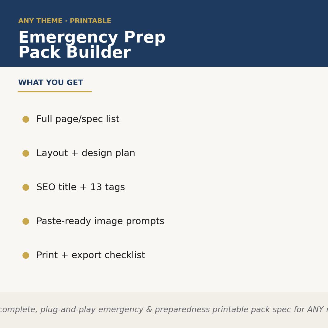 Emergency Prep Pack Builder