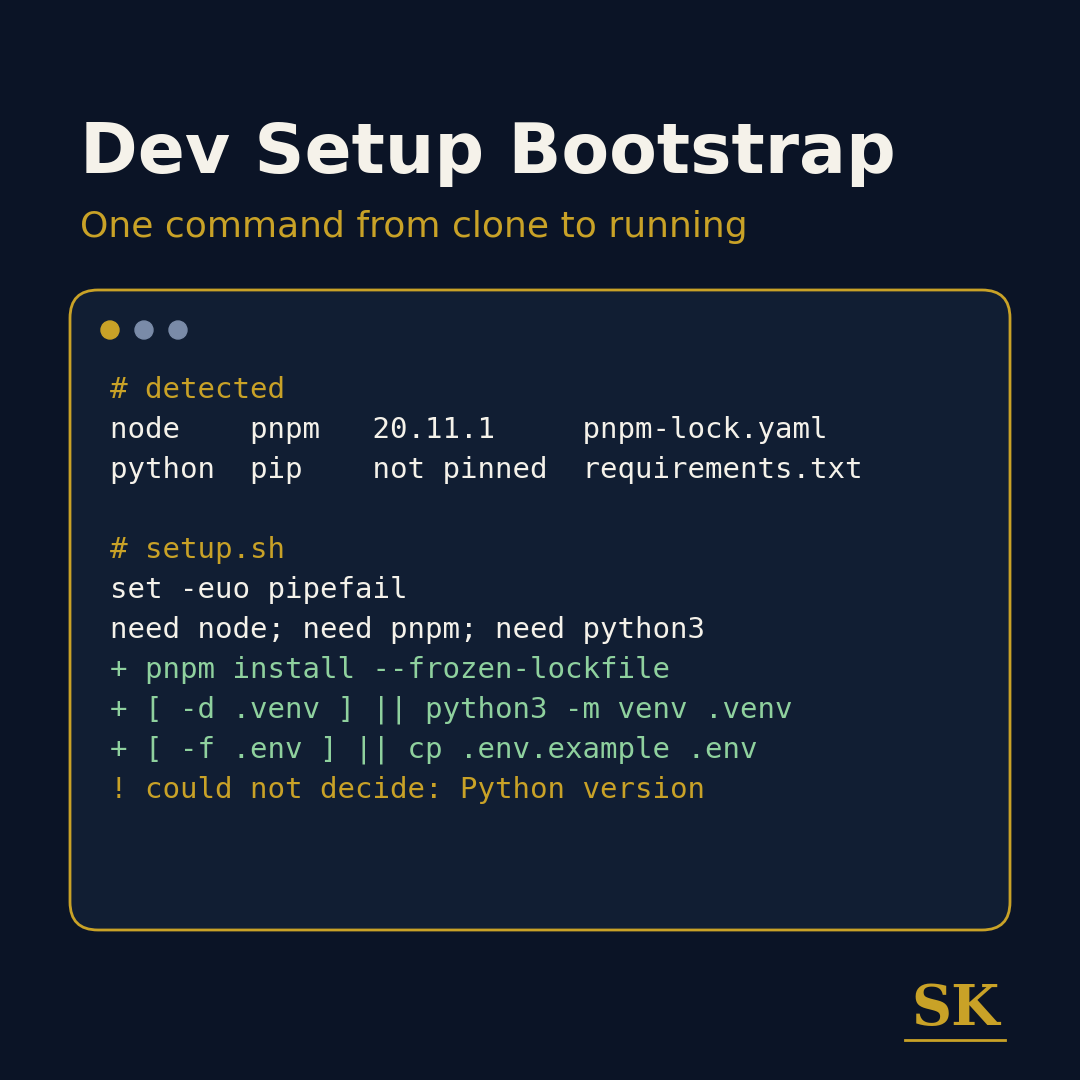 Dev Setup Bootstrap: One-Command Setup and Devcontainers