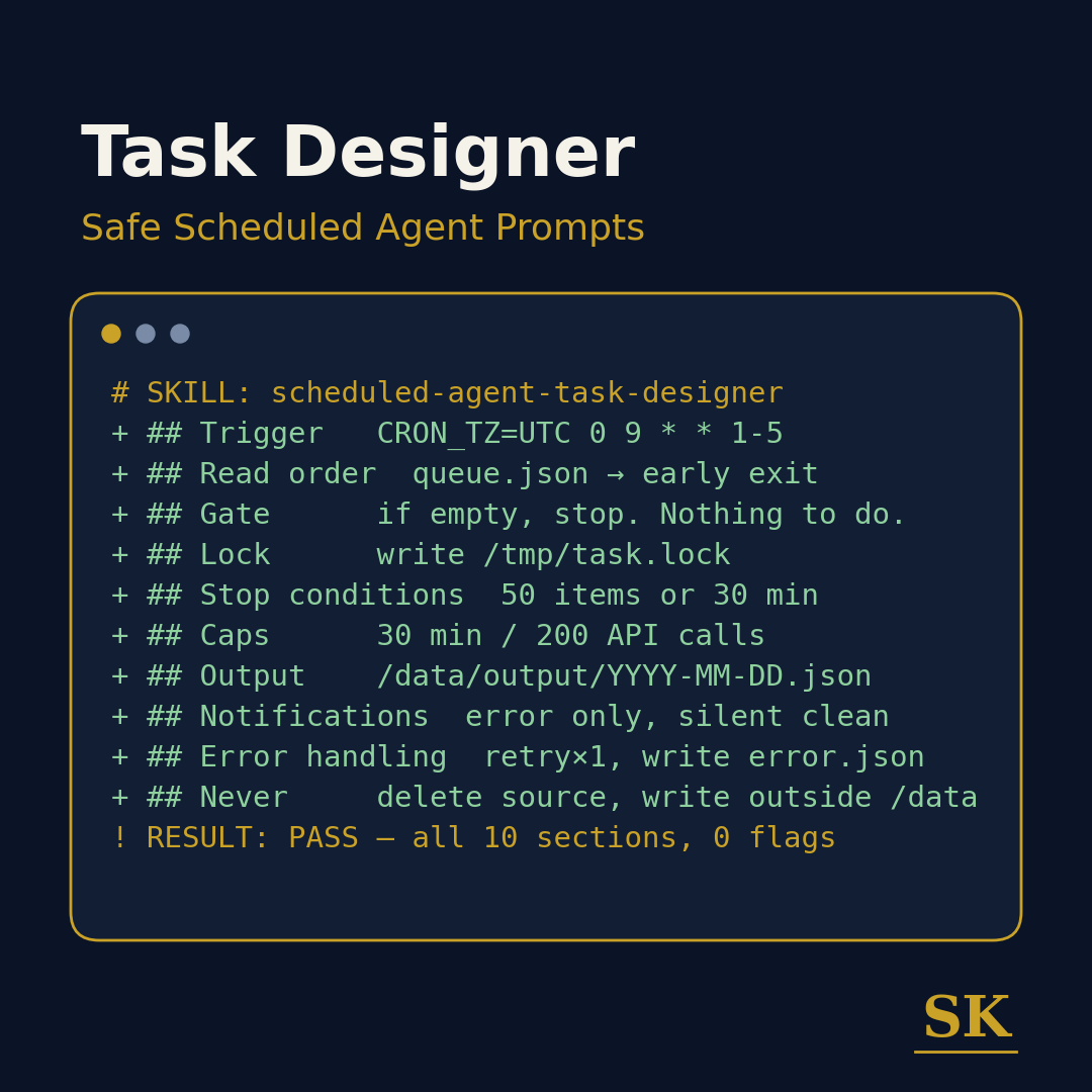 Scheduled Agent Task Designer: Safe Unattended Prompts