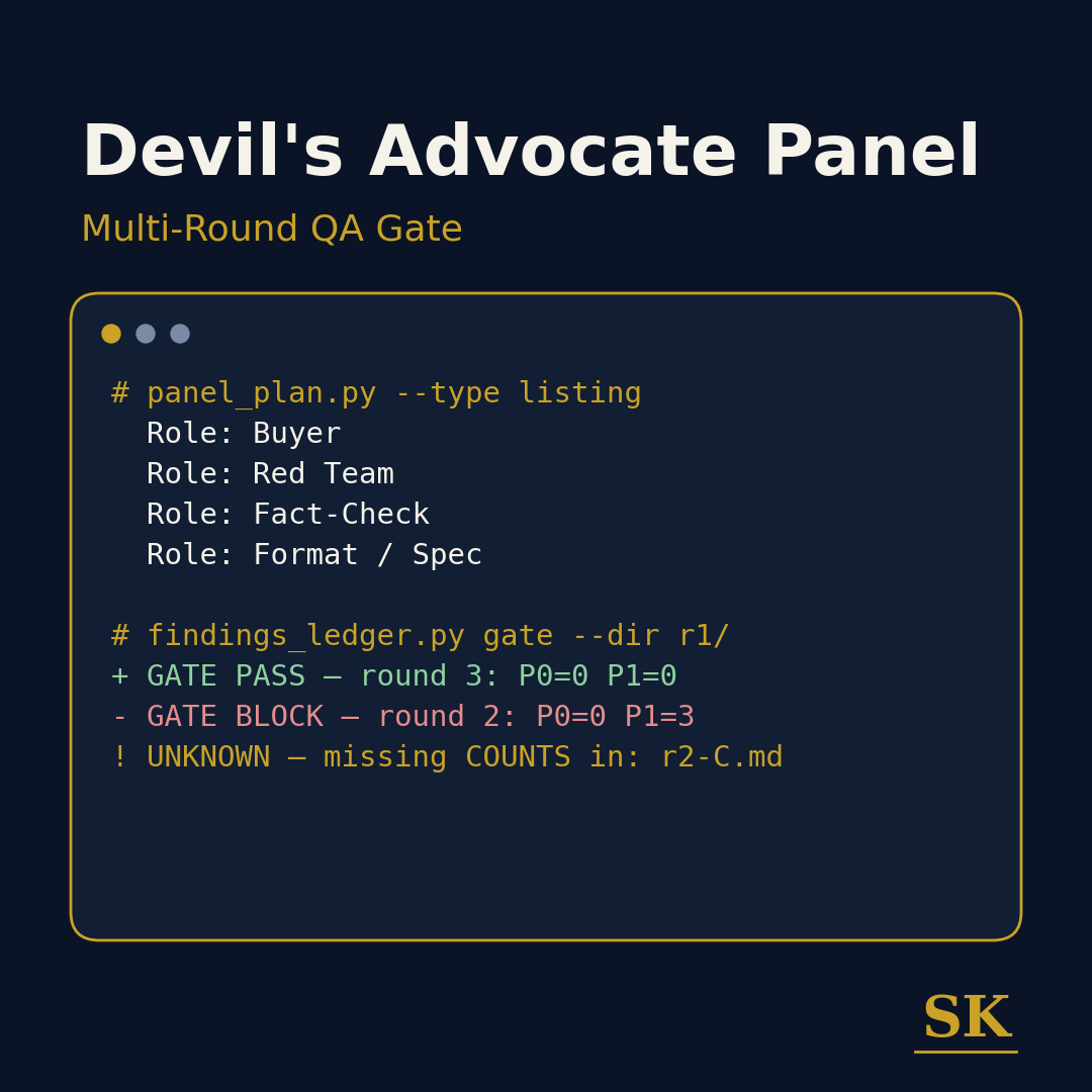 Review Panel: Devil's Advocate Multi-Round QA Gate