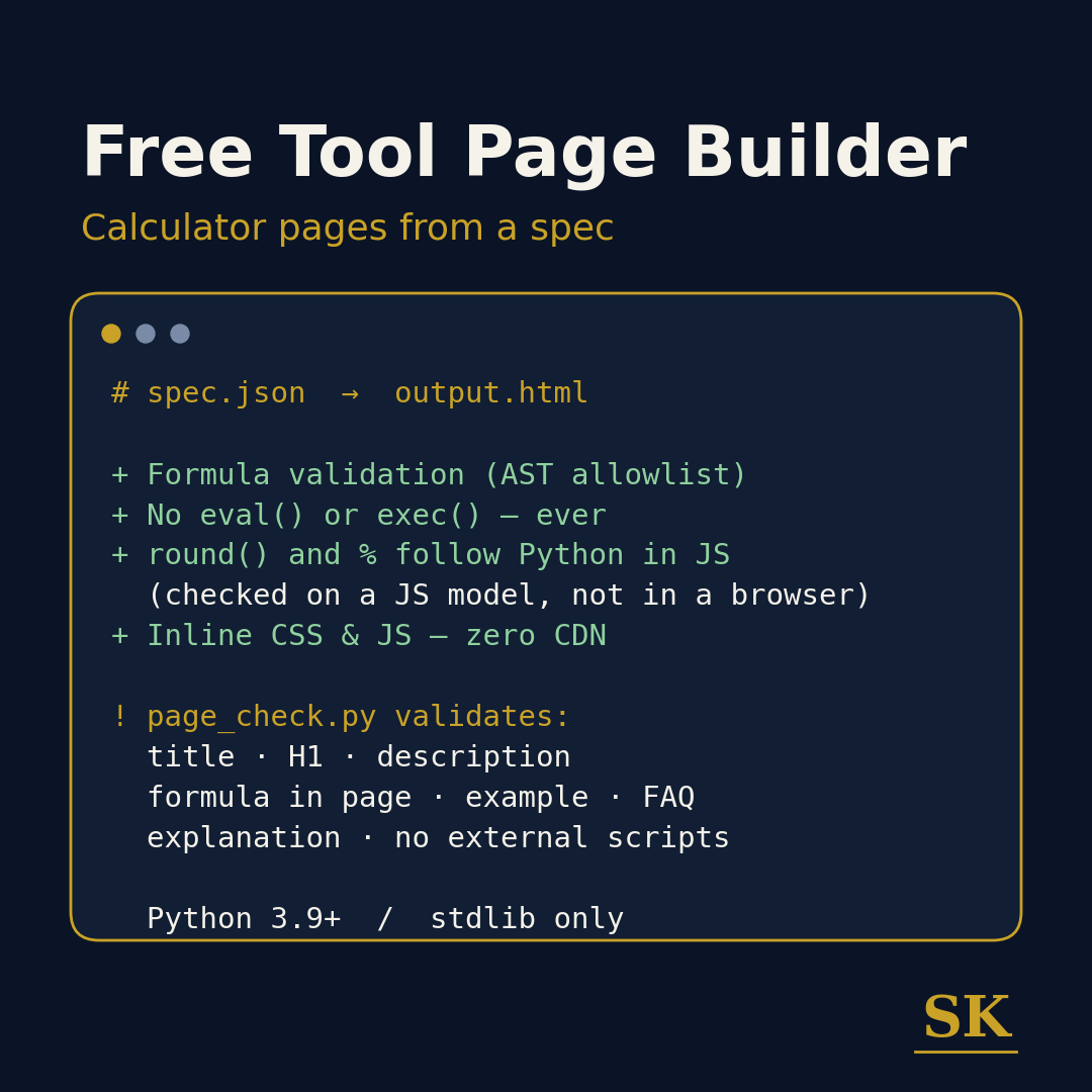 Free Tool Page Builder: Calculator and Converter Pages
