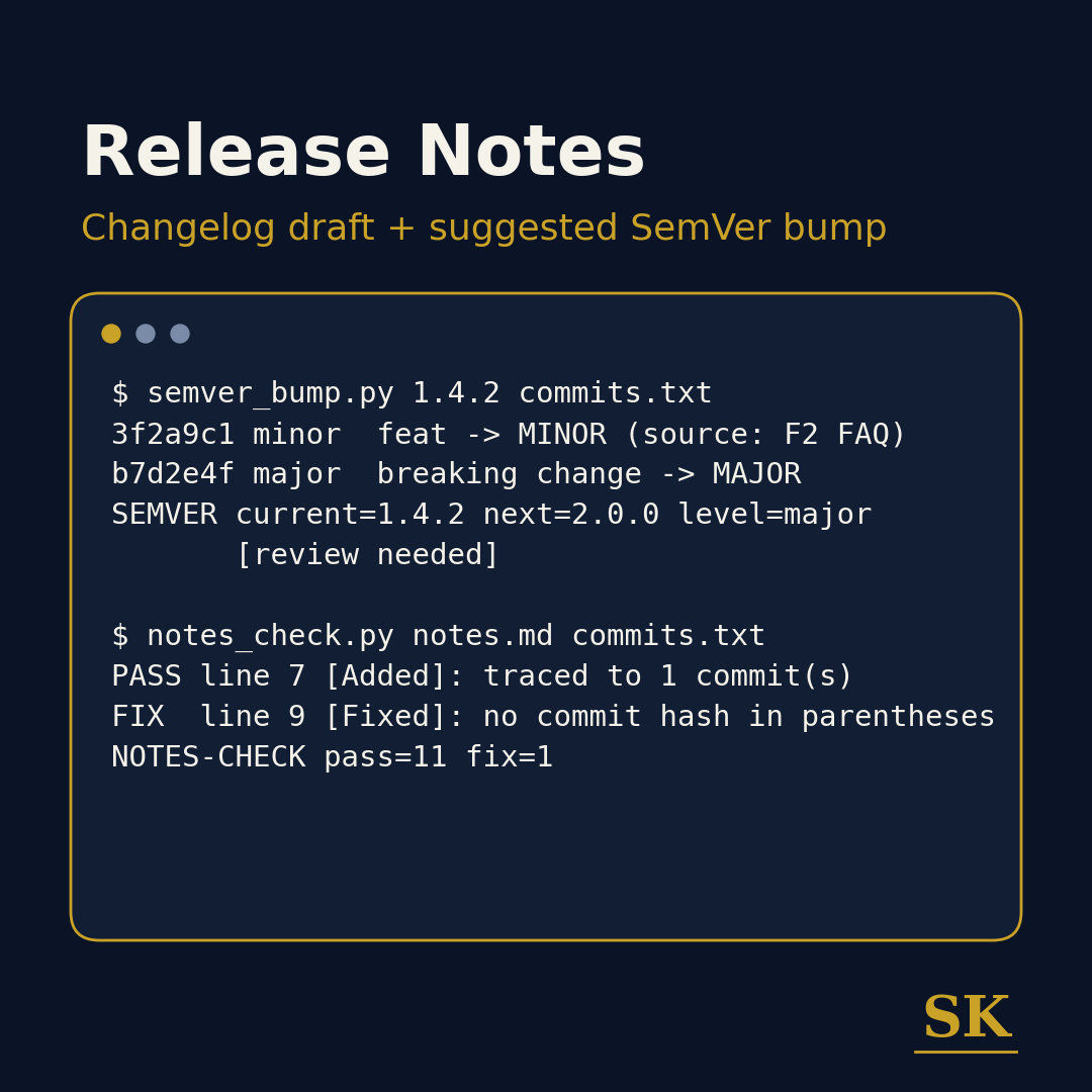 Release Notes: User-Facing Changelog and SemVer Bump