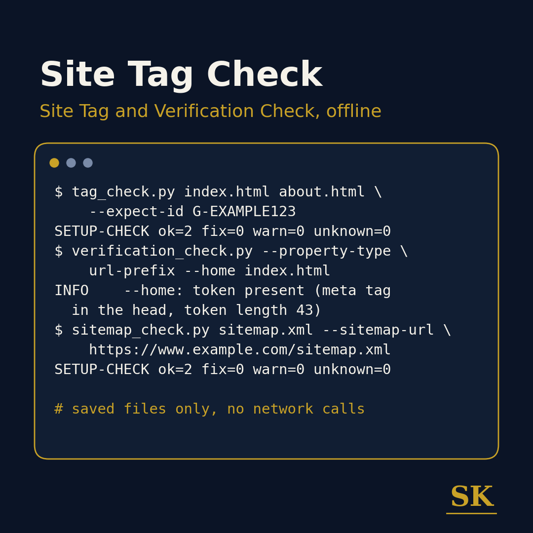 Site Tag and Verification Check: GA4 and Search Console