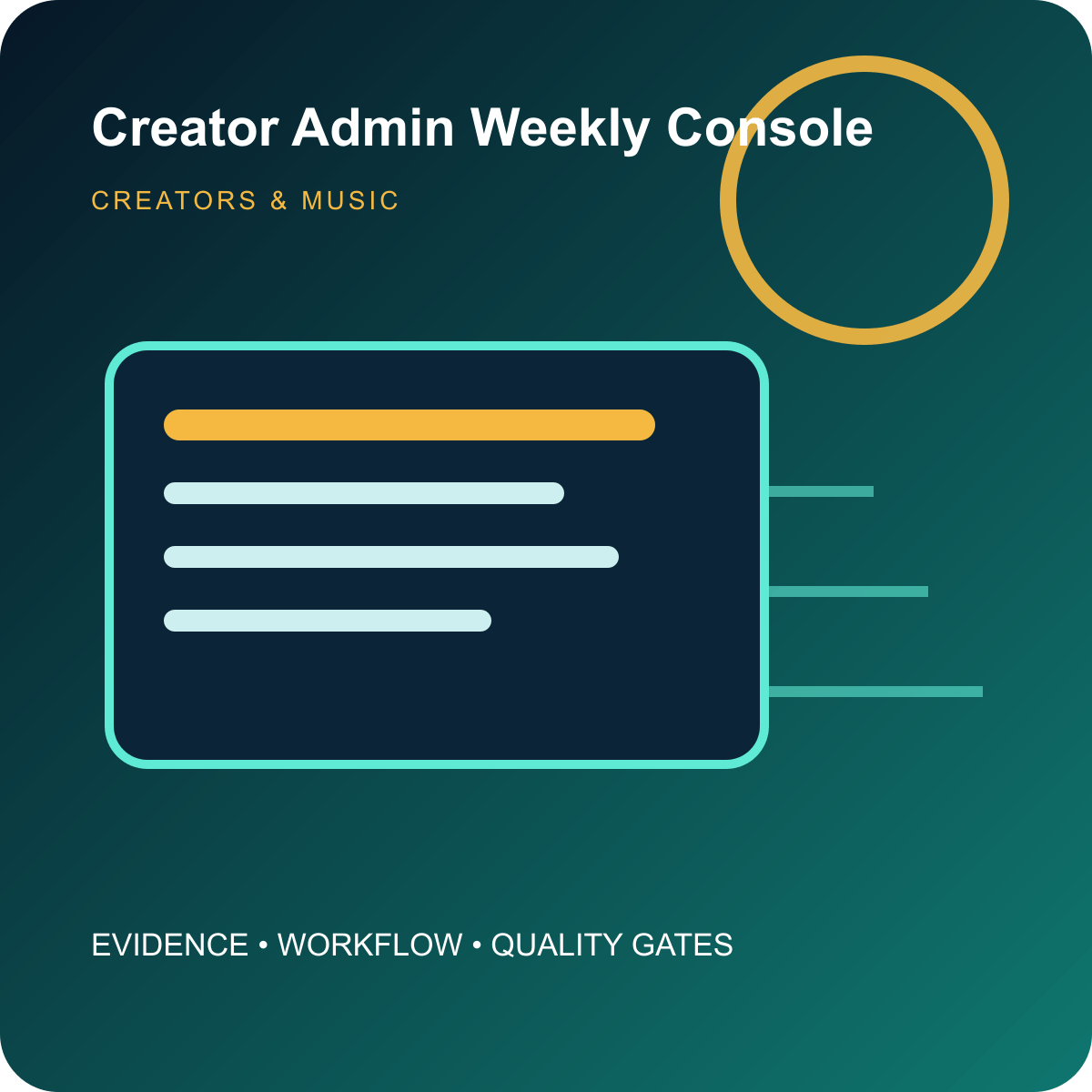 Creator Admin Weekly Console